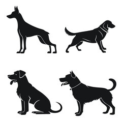 Dogs Silhouette isolated black silhouette of a dog, collection