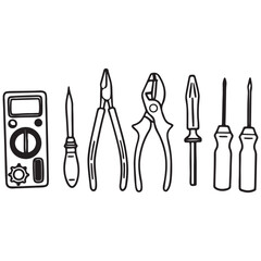Electrician tools set vector