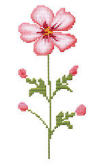 Cross stitch flower embroidery blossom plant.