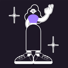 Colorful retro sticker. Vintage colorful character element. Cartoon isolated vector illustration.	