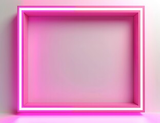 A pink rectangular frame on a white background, with a pink neon light. This is a 3D rendered