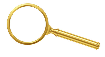 Isolated Golden Magnifying Glass