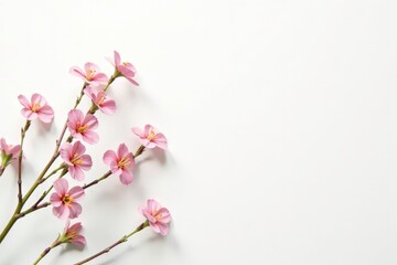 Obraz premium Delicate, small-scale floral sprigs on white background, elegant, nature