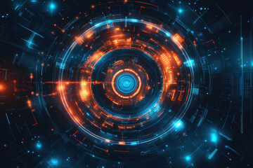 Obraz premium Futuristic glowing circuit board background with neon lights