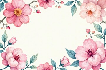Fototapeta premium Delicate watercolor floral design, soft pastel hues, continuous repeat , pink, decor, elegant