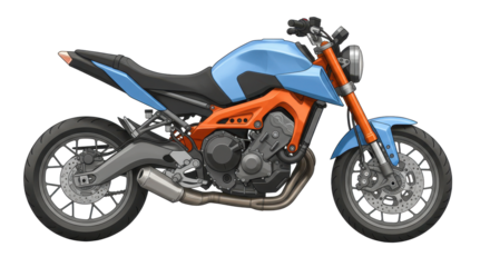 Isolated Blue and Orange Motorcycle