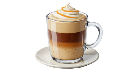 Isolated Layered Coffee with Caramel Drizzle