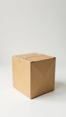 Single brown cardboard box isolated on a white surface, reuse, cardboard