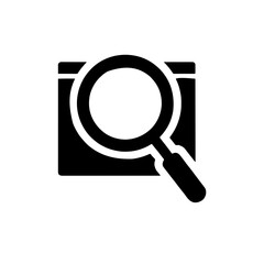 Vector icon of a magnifying glass with a screen representing search functionality