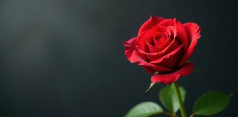 Fototapeta premium Single red rose, simple elegant floral arrangement, simple, single rose, decoration