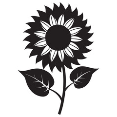 simple sunflower black icon color vector silhouette llustration in white background
