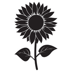 simple sunflower black icon color vector silhouette llustration in white background