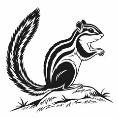 chipmunk silhouette black vector