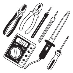 Electrician tools set vector