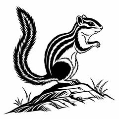 chipmunk silhouette black vector