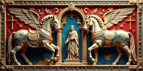 Majestic relief, regal imagery, ancient Persian dynasty, rock art, civilization, Sassanid