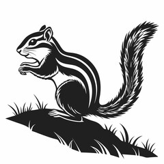 chipmunk silhouette black vector