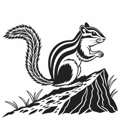 chipmunk silhouette black vector