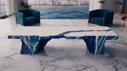 Modern marble bench minimalist interior design