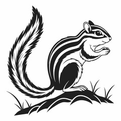 chipmunk silhouette black vector