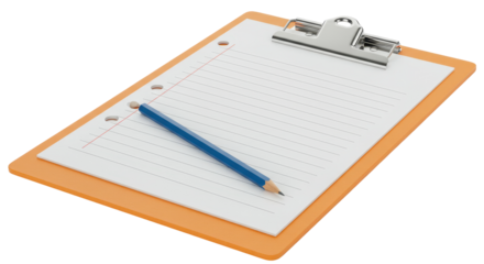 Isolated Clipboard with Paper and Pencil
