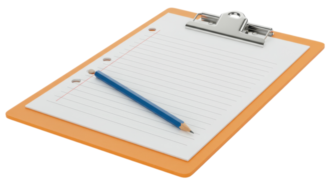 Isolated Clipboard with Paper and Pencil