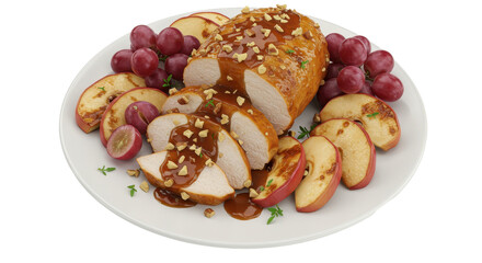 Isolated Sliced Chicken with Grapes