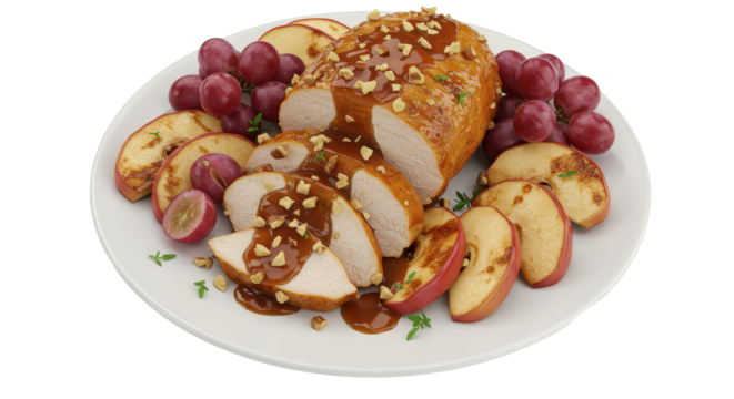 Isolated Sliced Chicken with Grapes