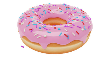 Isolated Pink Donut with Sprinkles