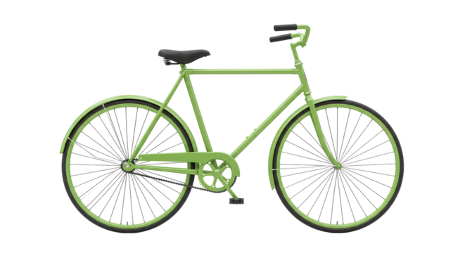 Isolated Classic Green Bicycle