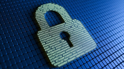 Digital Security and Encryption – Cyber Lock Protection Concept, encryption key, AES, cyber security