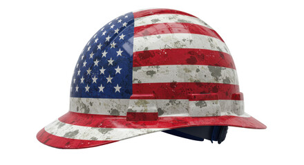 Fototapeta premium Isolated American Flag Hard Hat