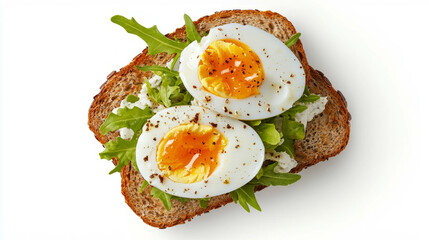 Delicious boiled egg salad sandwich with fresh greens on whole grain bread