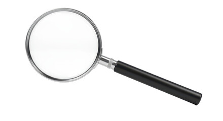 Isolated Silver Magnifying Glass with Black Handle