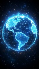 Obraz premium Glowing Digital Earth with Network.