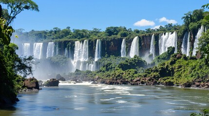 Obraz premium Iguazu Falls: The Majestic Natural Wonder at the Brazil - Argentina Border 