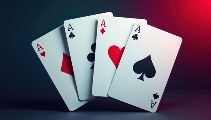 Obraz premium Four aces fanned out, showcasing their design , aces, four, clubs