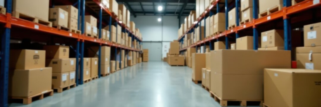 Organized warehouse workspace, boxes being assembled , order, building, table