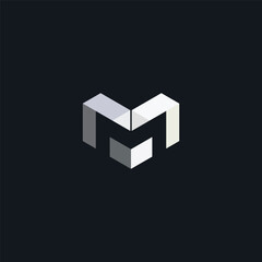 Modern 3D Geometric Letter M Logo