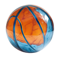 Fototapeta premium Vibrant Glass Basketball Art Piece with Transparent Background