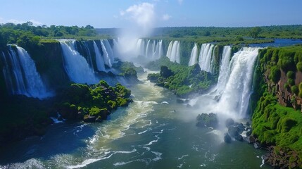 Naklejka premium Iguazu Falls: The Majestic Natural Wonder at the Brazil - Argentina Border 