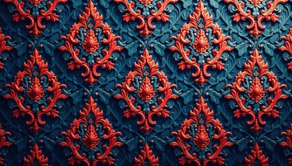 Geometric damask pattern, sharp lines and repeating shapes , seamless, wallpaper pattern