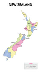 New Zealand map. Country map of New Zealand. Country map of New Zealand in colour with capital.