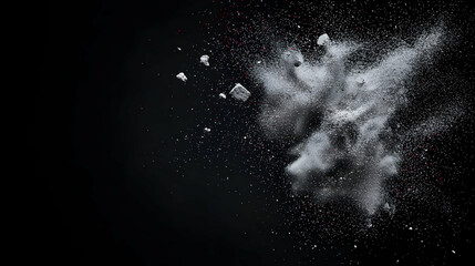 Fototapeta premium Abstract Powder Explosion Against Black Background