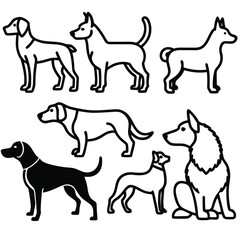 Dogs Silhouette isolated black silhouette of a dog, collection