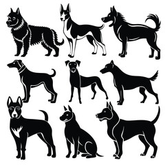 Dogs Silhouette isolated black silhouette of a dog, collection