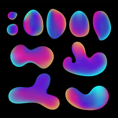 Vector illustration with different abstract gradient drops