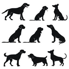 Dogs Silhouette isolated black silhouette of a dog, collection