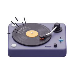 Fototapeta premium DJ Turntable Record Scratching Icon - A Turntable with a Spinning Record and Stylus Arm