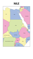 Obraz premium Nile Map. State map of Nile. State map of Nile in colour with capital.